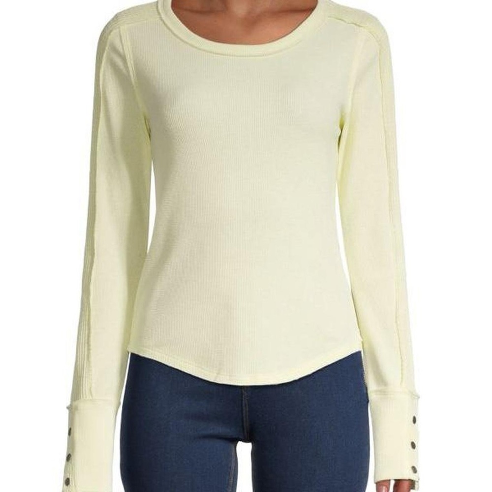 We The Free Light Yellow Tasha Long Sleeve Thermal Top